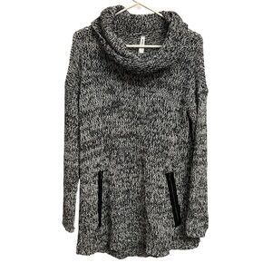 RVCA Black & White Marled Cowl Neck Sweater Tunic